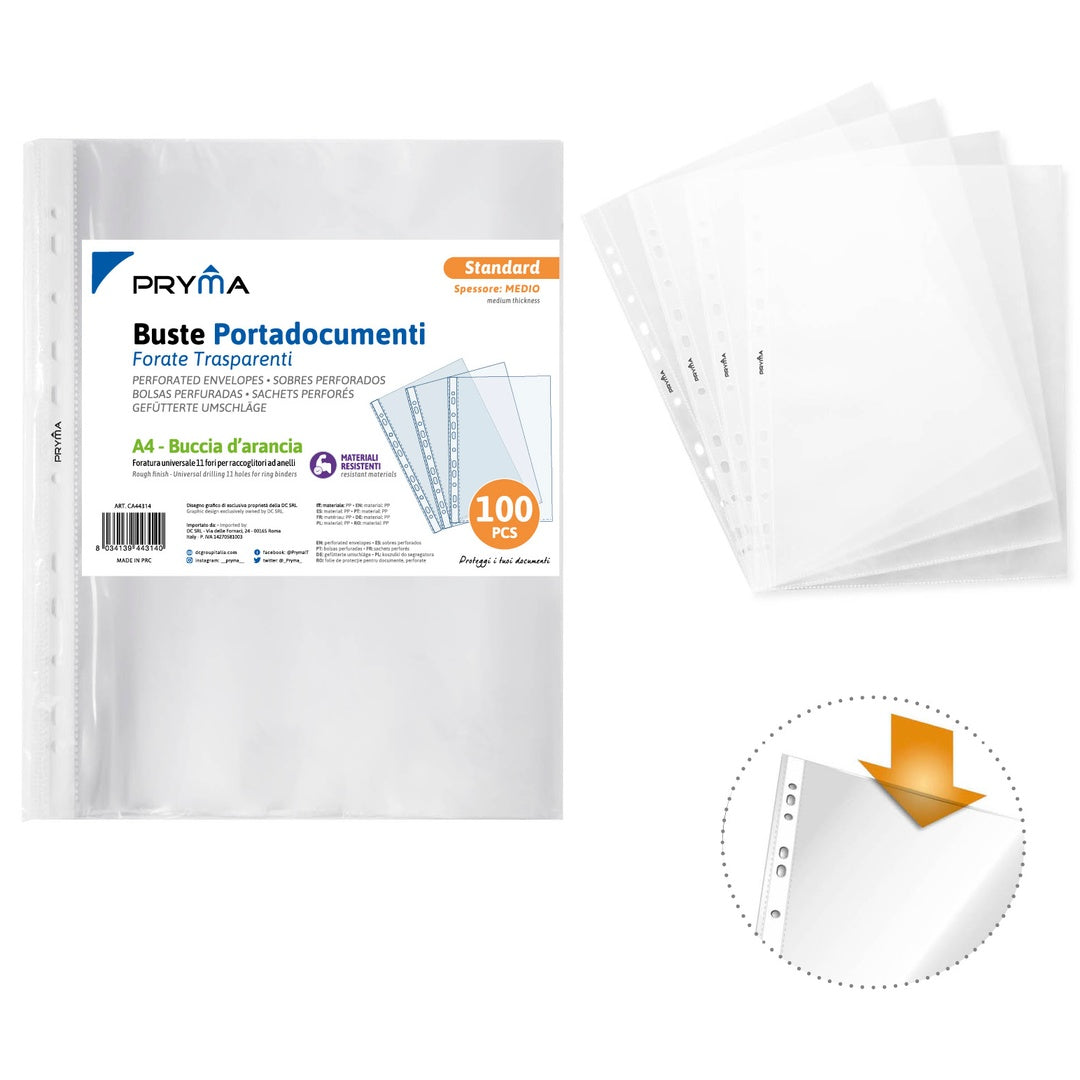 Buste Forate Portadocumenti A4 Standard – Ruvide
