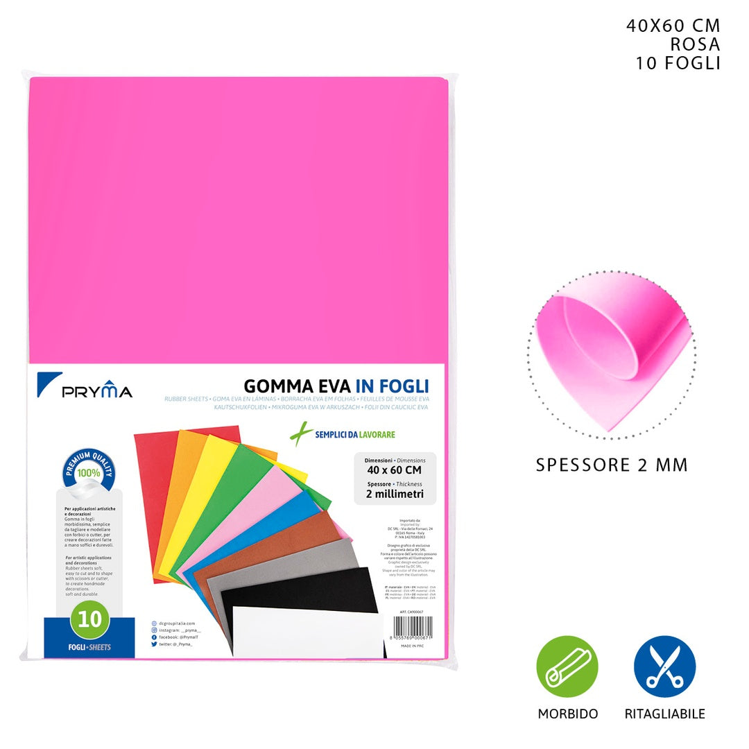 Foglio Gomma Eva 2Mm Rosa