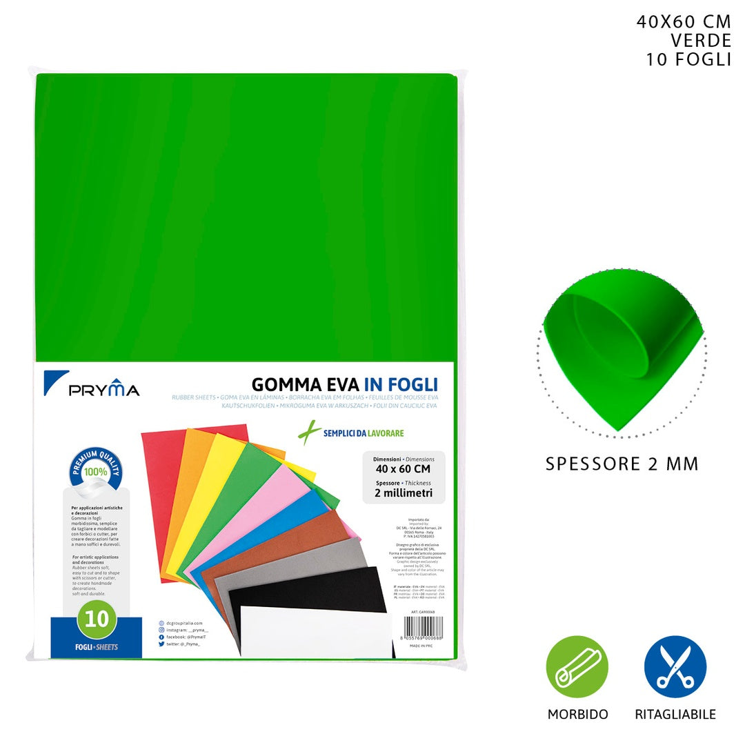 Foglio Gomma Eva 2Mm Verde