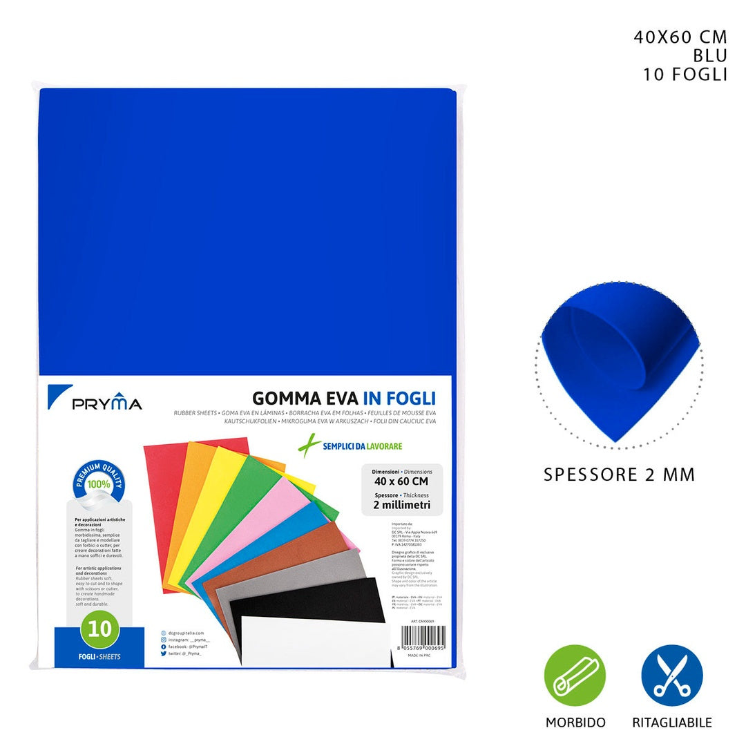 Foglio Gomma Eva 2Mm Blu