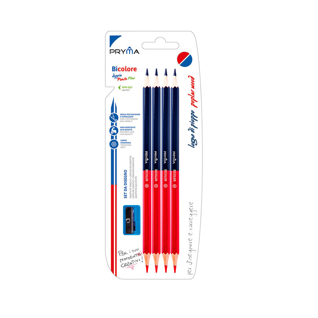 Matita Bicolore Rosso-Blu Con Temperino