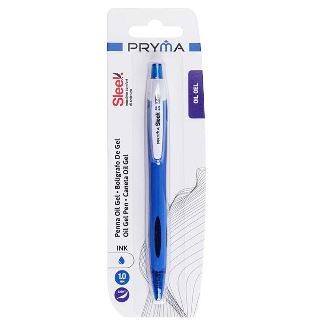 Penna Oil Gel Sleek a Scatto, Punta Media 1 mm – Blu