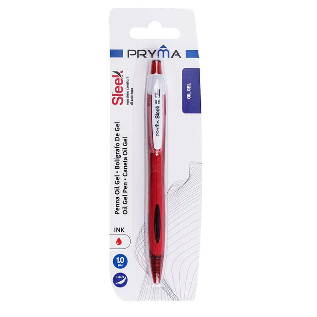 Penna Oil Gel Sleek a Scatto, Punta Media 1 mm – Rosso