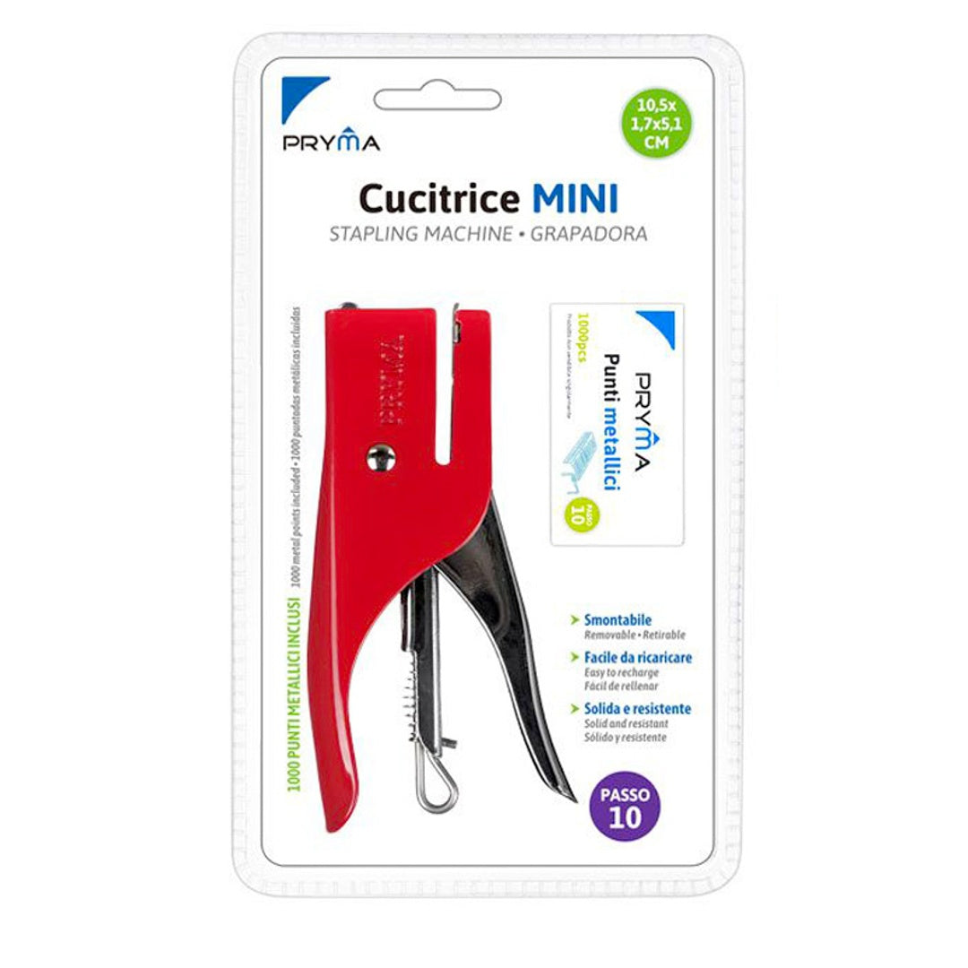 Cucitrice Metallica Mini, Graffettatrice Compatta da Tavolo, Portatile per Ufficio, Scuola e Casa (Rosso)