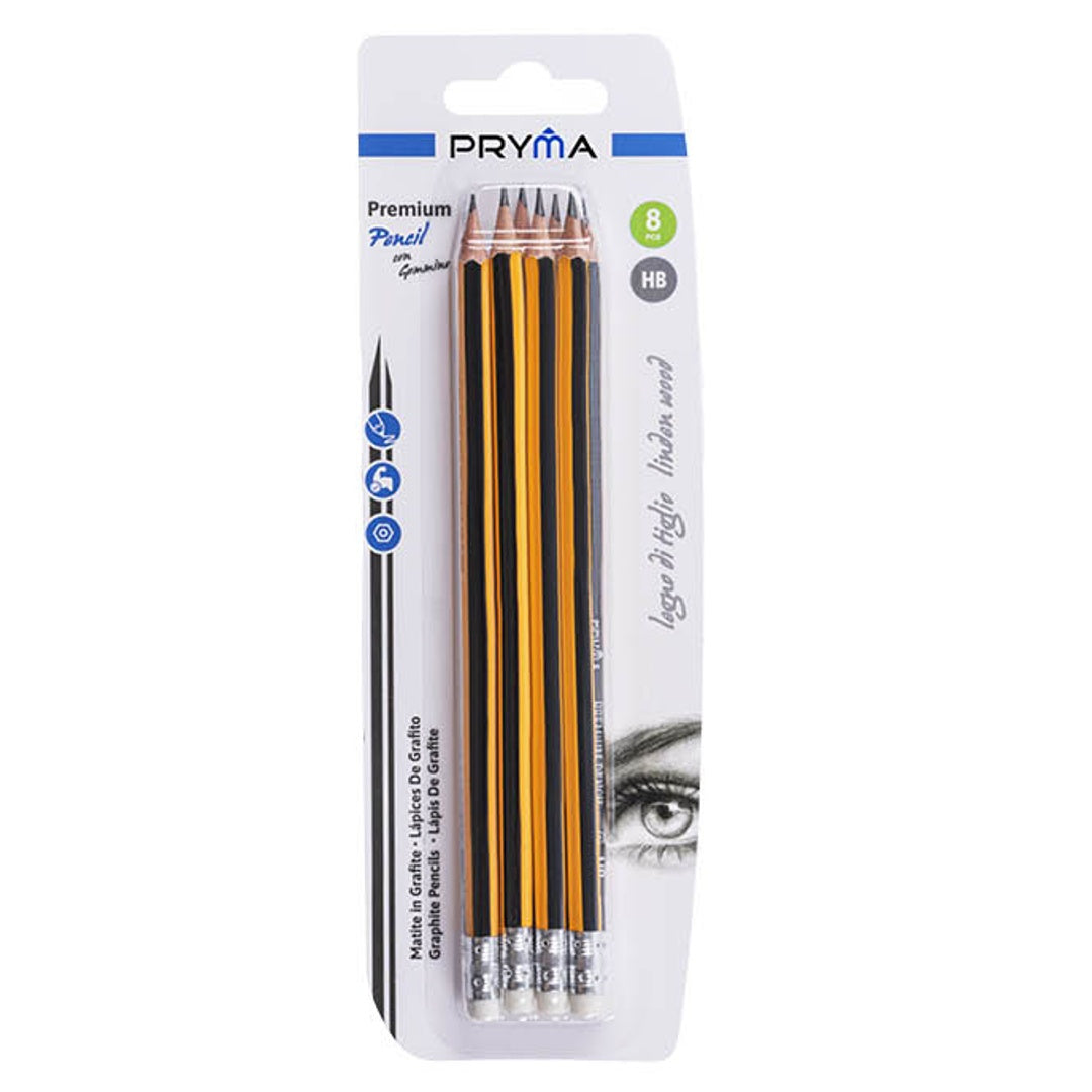 Set 8 Matite in Grafite Premium con Gommino HB