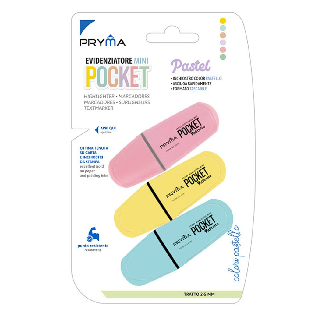 Evidenziatore Mini Pocket – Pastel Rosa Azzurro
