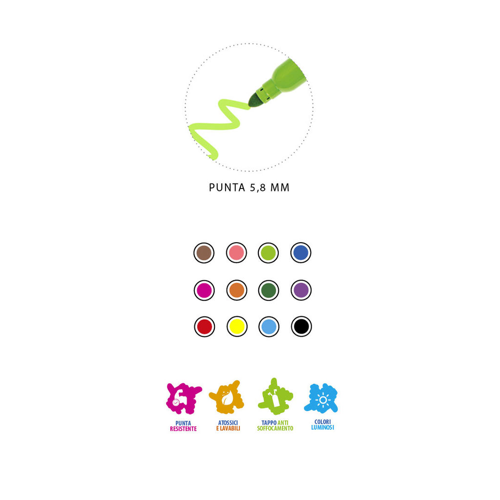 Pennarelli Color Piu Jumbo 12 pz