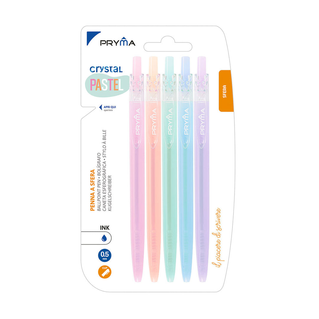 Penna Sfera Crystal Pastel 0.5Mm 5 pz Blu