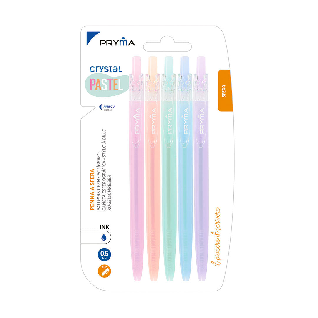 Penna Sfera Crystal Pastel 0.5Mm 5 pz Blu