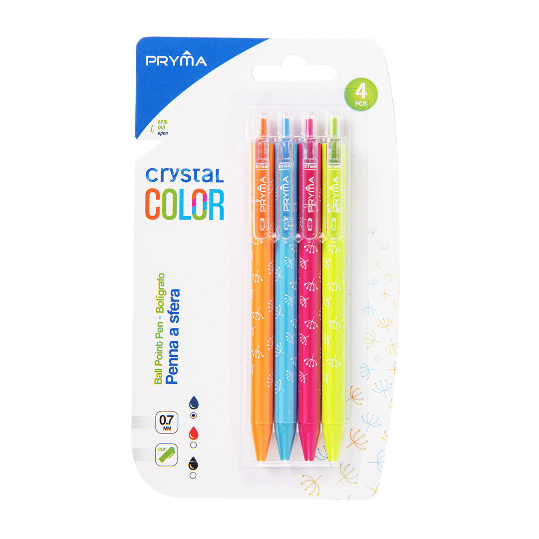 Penna Sfera Crystal Color 0.7Mm 4 pz Blu