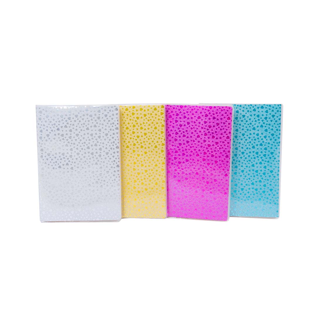 Diario Memobook Copertina Morbida 80 Fogli Fantasia Glitter Cuori Assortiti