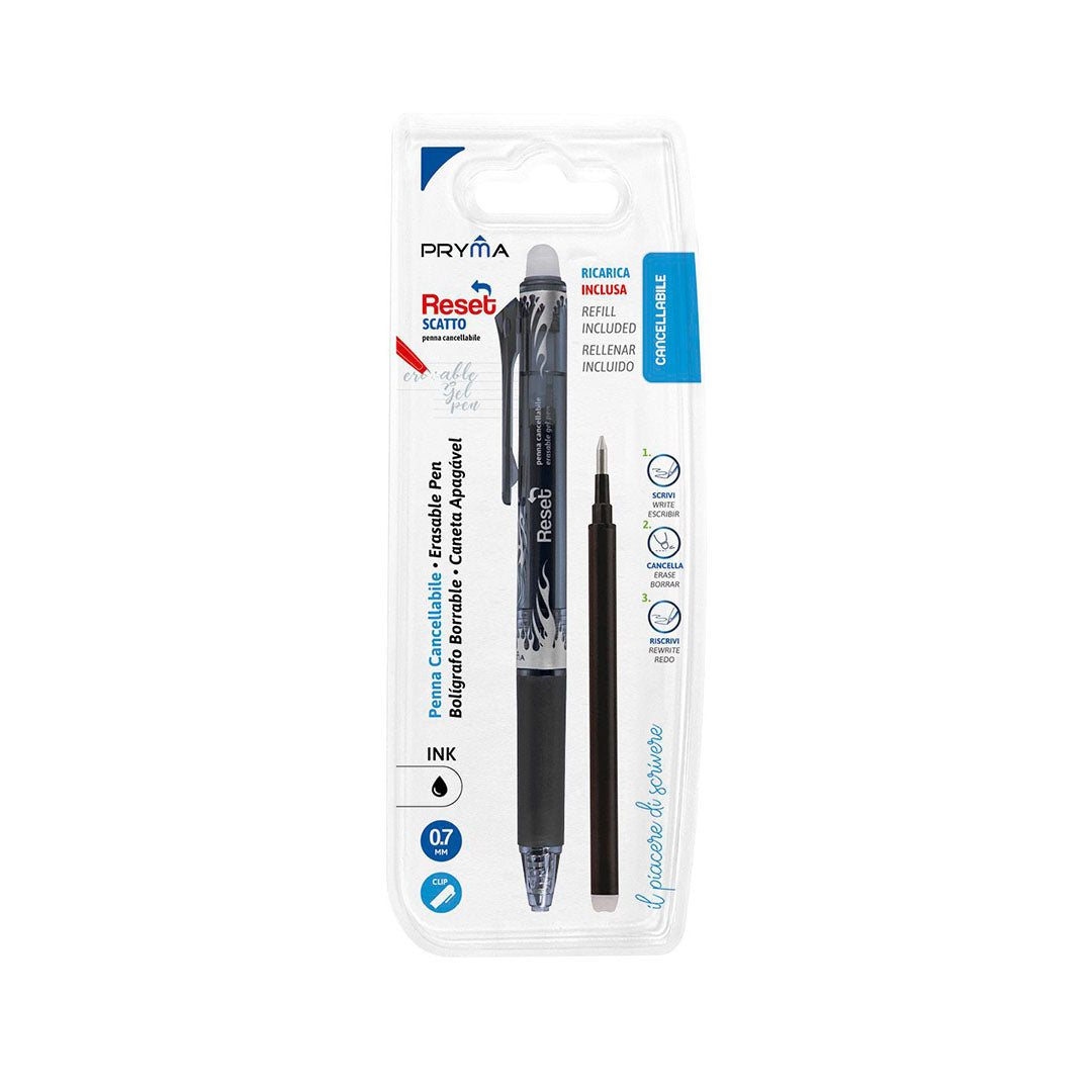 Penna Cancellabile a Scatto 0.7mm + Ricarica Nera