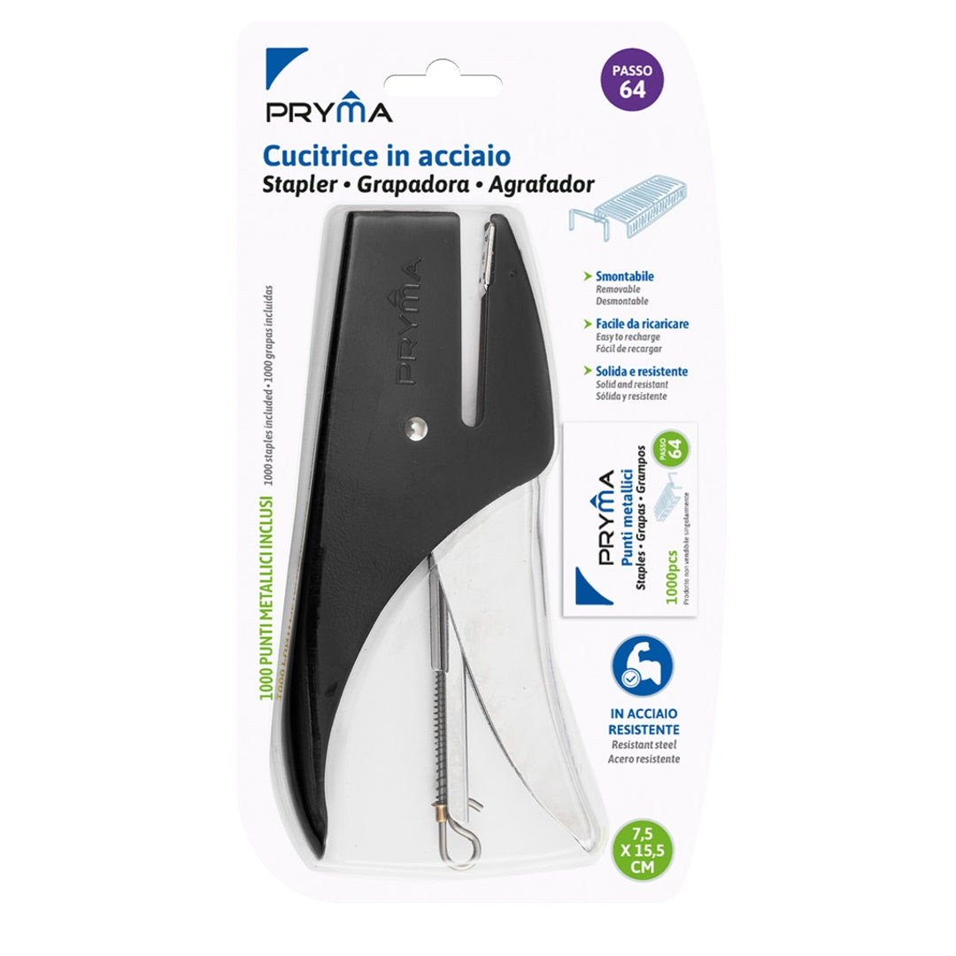 Cucitrice a Pinza con 1000 Punti Metallici Passo 64 – Nero