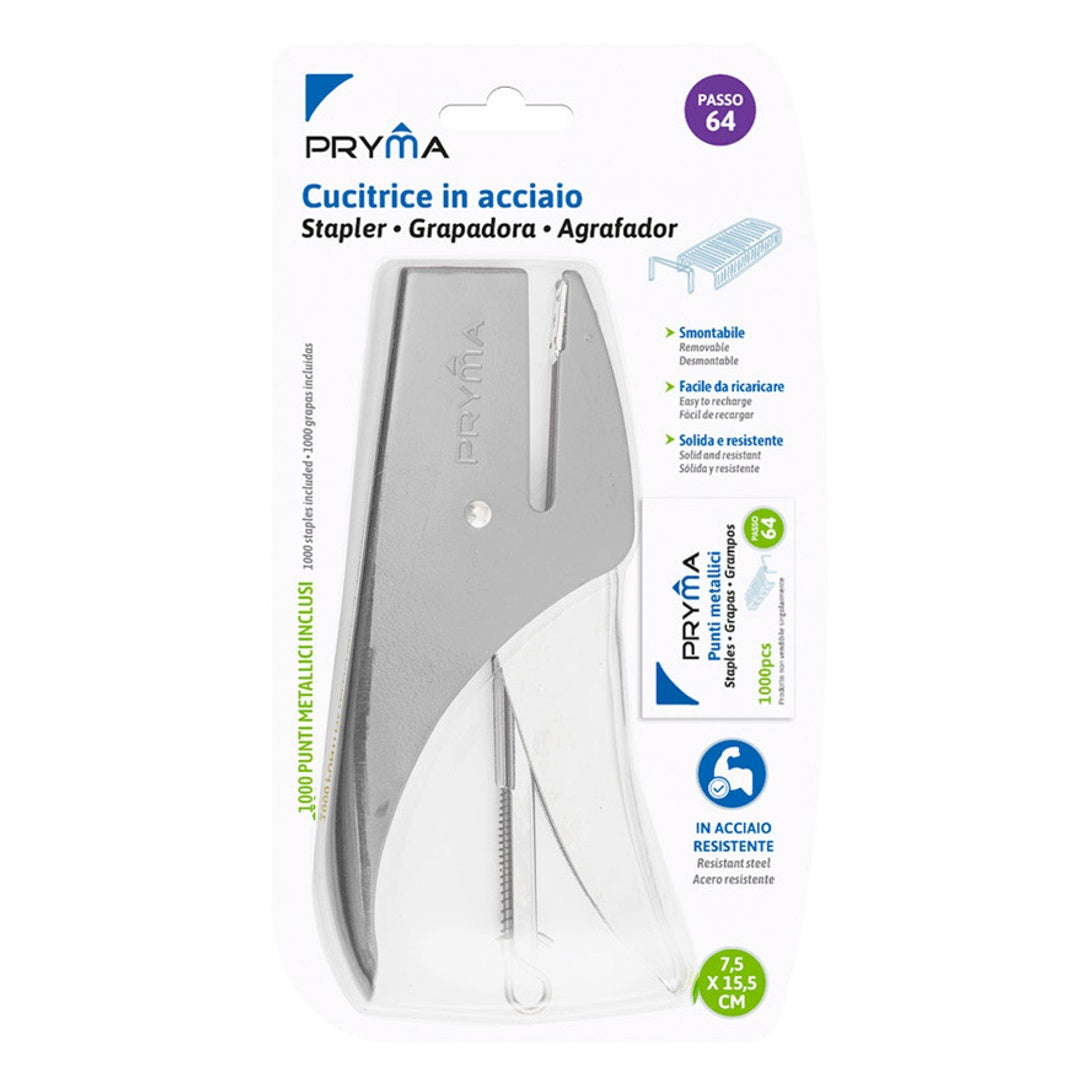 Cucitrice a Pinza con 1000 Punti Metallici Passo 64 – Grigio