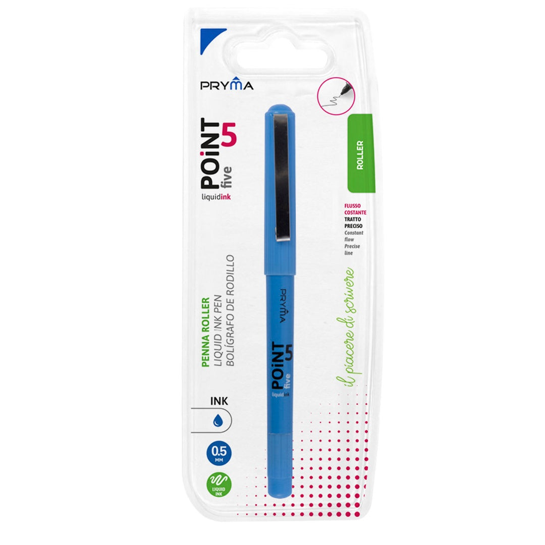 Penna Roller Point 0.5 mm, Scrittura Scorrevole e Precisa, Ideale per Ufficio e Scuola (Blu)