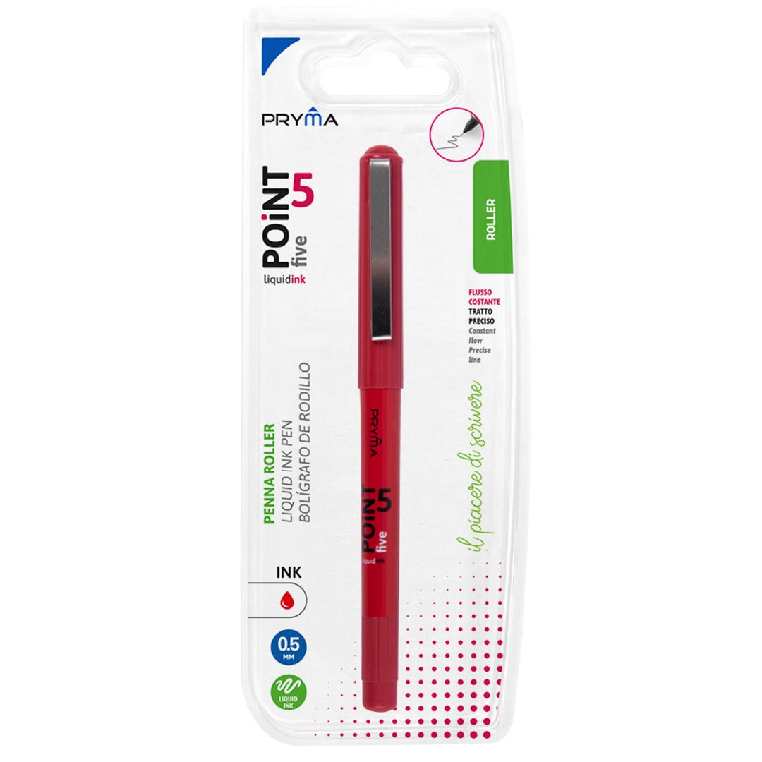 Penna Roller Point 0.5 mm, Scrittura Scorrevole e Precisa, Ideale per Ufficio e Scuola (Rosso)