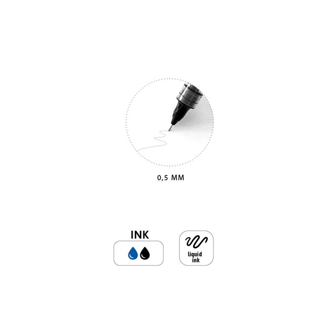 Penna Roller Point 5 0.5Mm 2 pz Nero-Blu