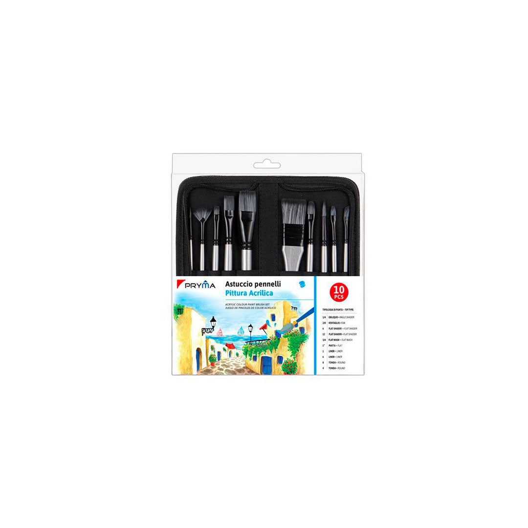 Set Pennelli Pittura Acrilico, Acquerello, Olio e Tempera 10 pz