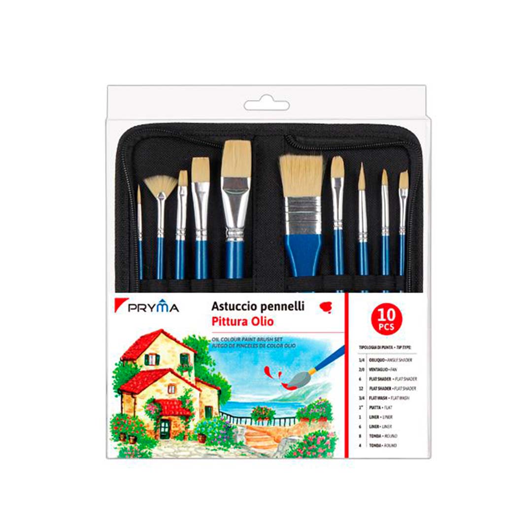 Set Pennelli Pittura Olio 10 pz