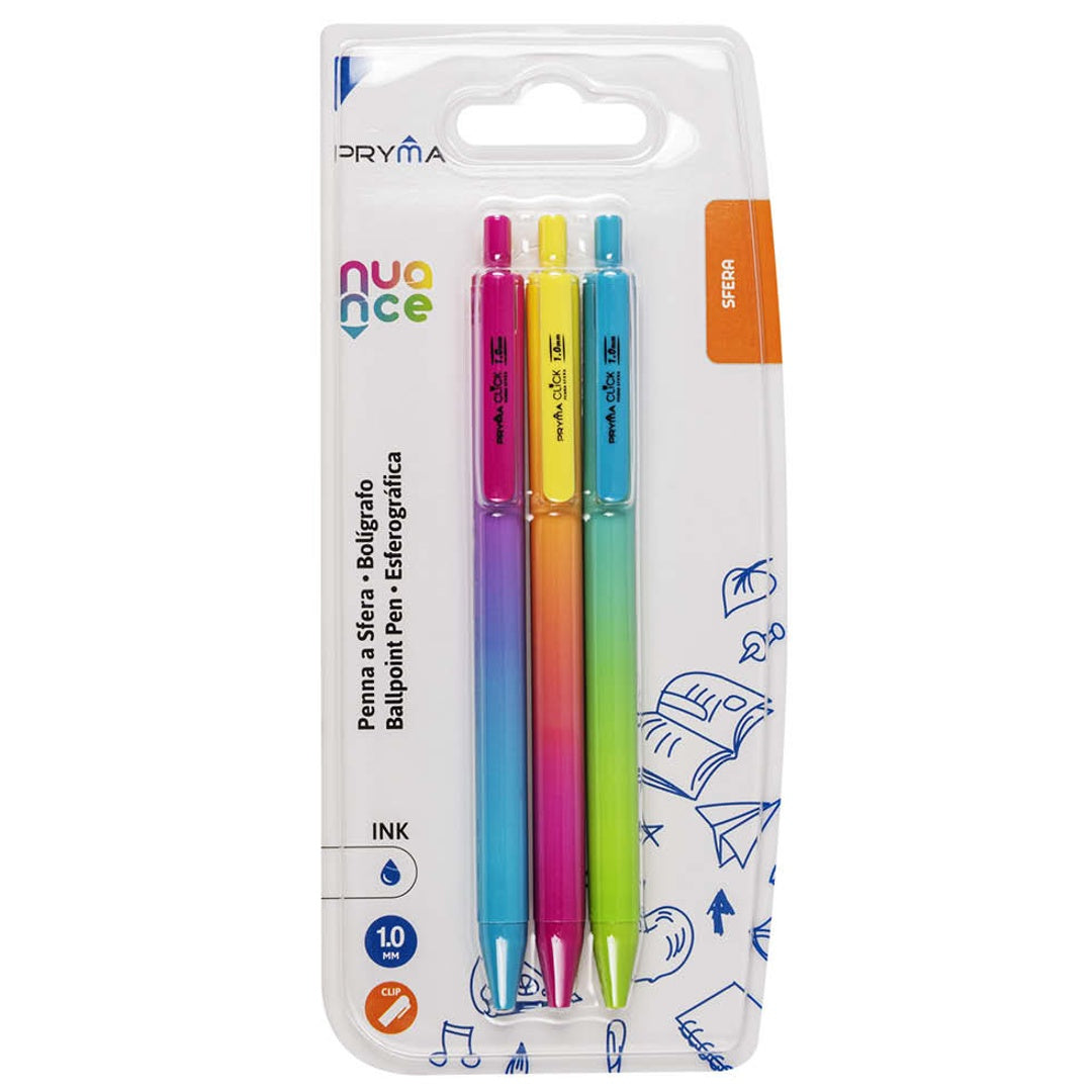 Set di 3 Penne a Scatto a Sfera 1mm