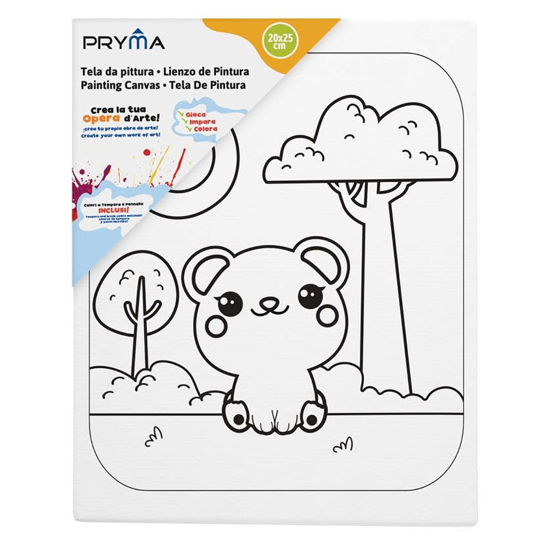 Set di 4 Tele da Colorare con Pennello e Colori – 20x25