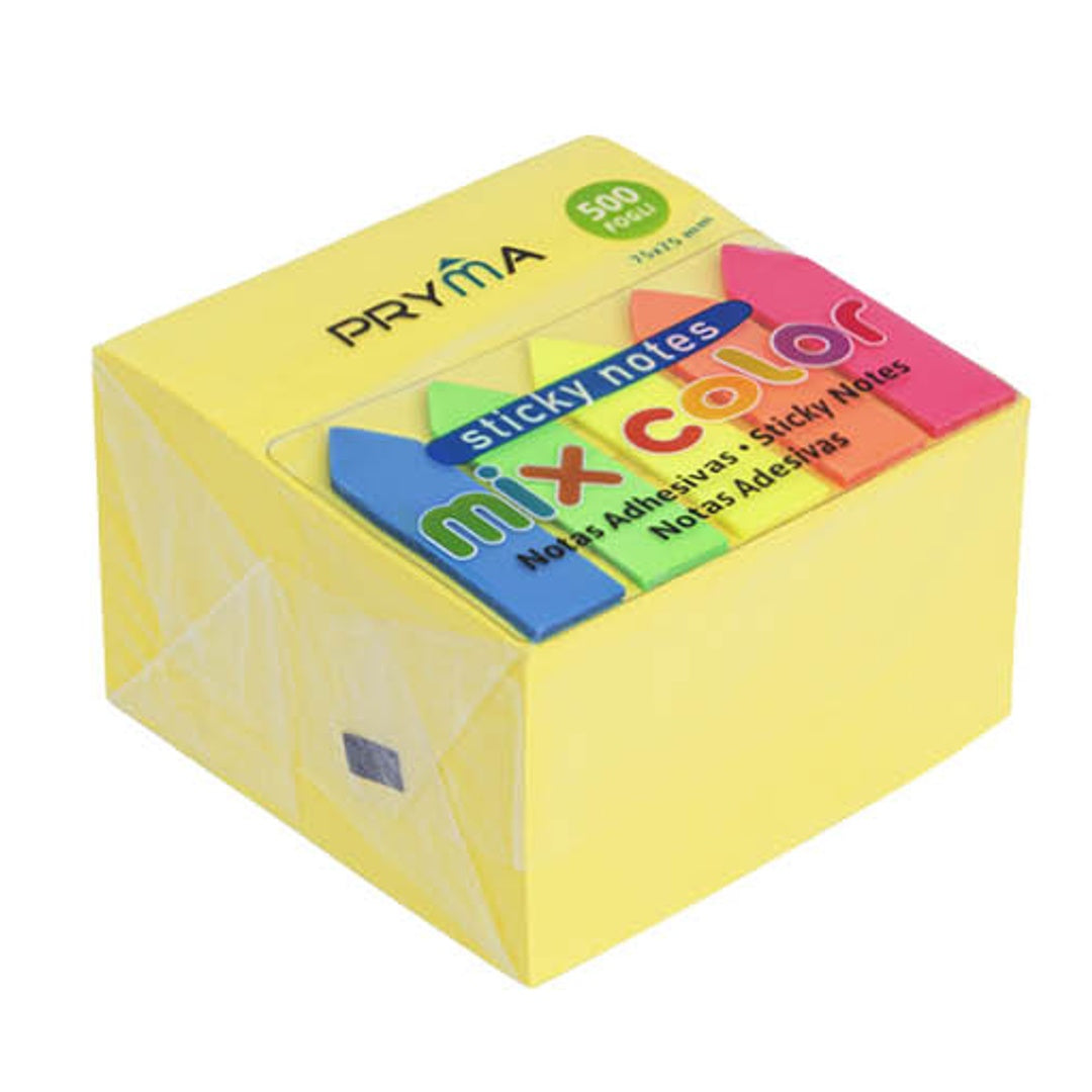 Stick Notes Adesivi 500 Fogli + Segnapagina 5 Colori 25 Fogli – Giallo