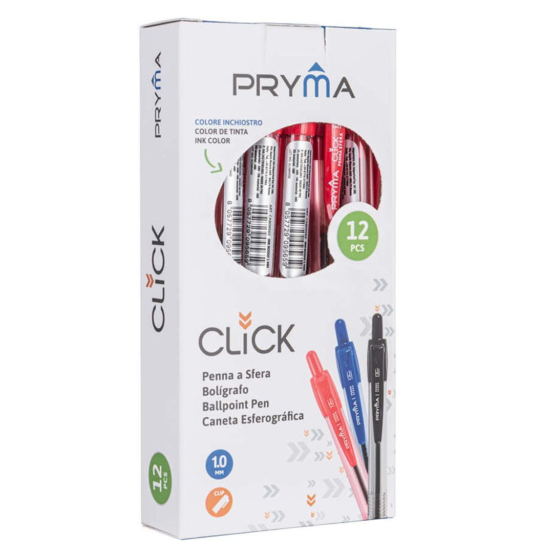Penna a Sfera a Scatto Click 1 mm Inchiostro Rosso