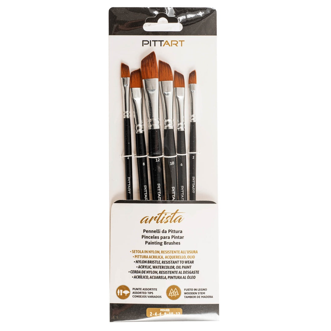 Set di pennelli da pittura punta a scalpello 6 pezzi