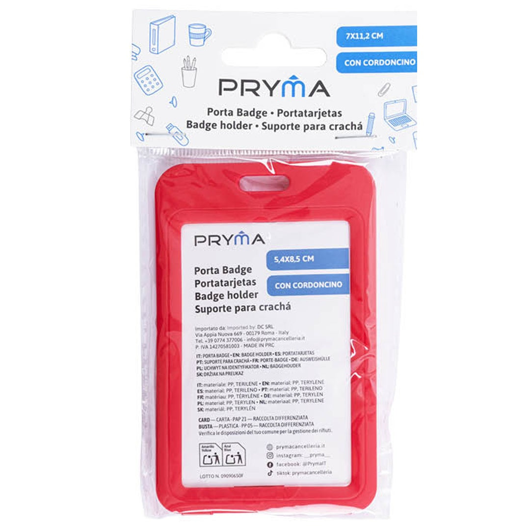 Portabadge con Corda – 7x11,2 tesserino identificativo – Rosso