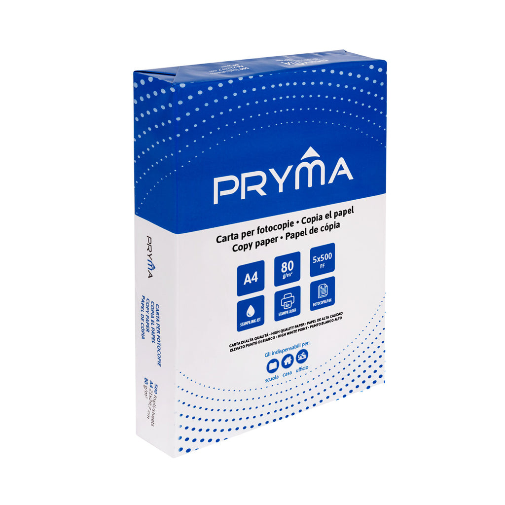 Pryma Carta A4 per Fotocopie e Stampanti 80g – Risma 500 Fogli Bianca FSC per Ufficio e Scuola