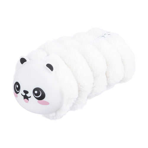 PRYMA Astuccio Peluche Kawaii – Design a Bruco Soffice, 25x8cm Bianco – Portapenne Creativo e Morbido per Scuola, Cancel