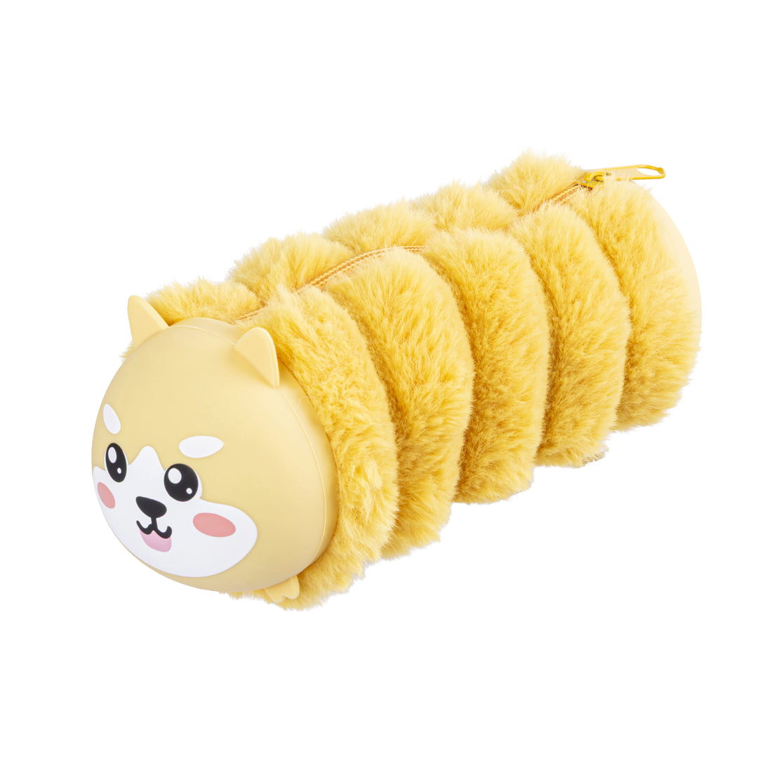 PRYMA Astuccio Peluche Kawaii – Design a Bruco Soffice, 25x8cm Giallo – Portapenne Creativo e Morbido per Scuola, Cancel