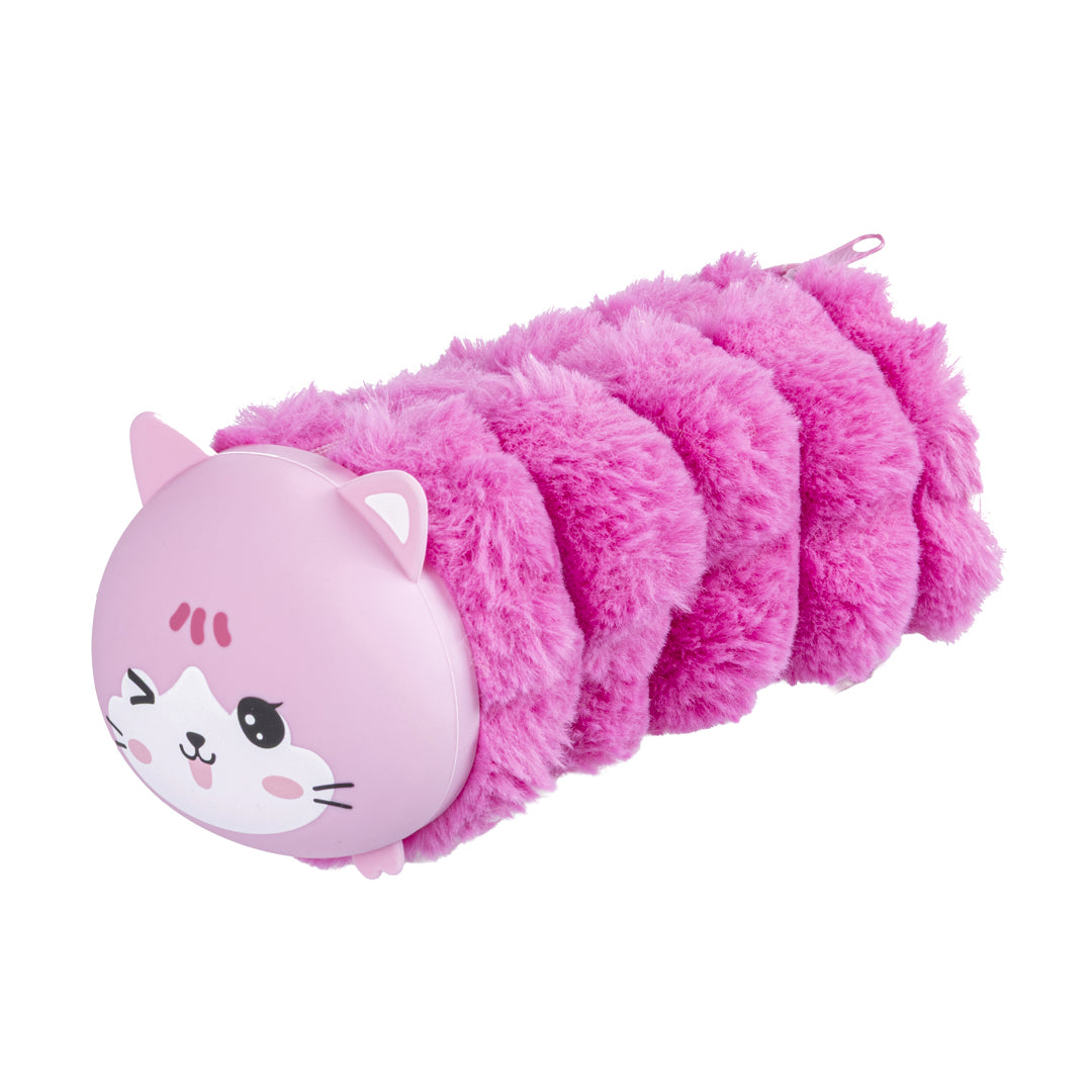 PRYMA Astuccio Peluche Kawaii – Design a Bruco Soffice, 25x8cm Rosa – Portapenne Creativo e Morbido per Scuola, Cancelle