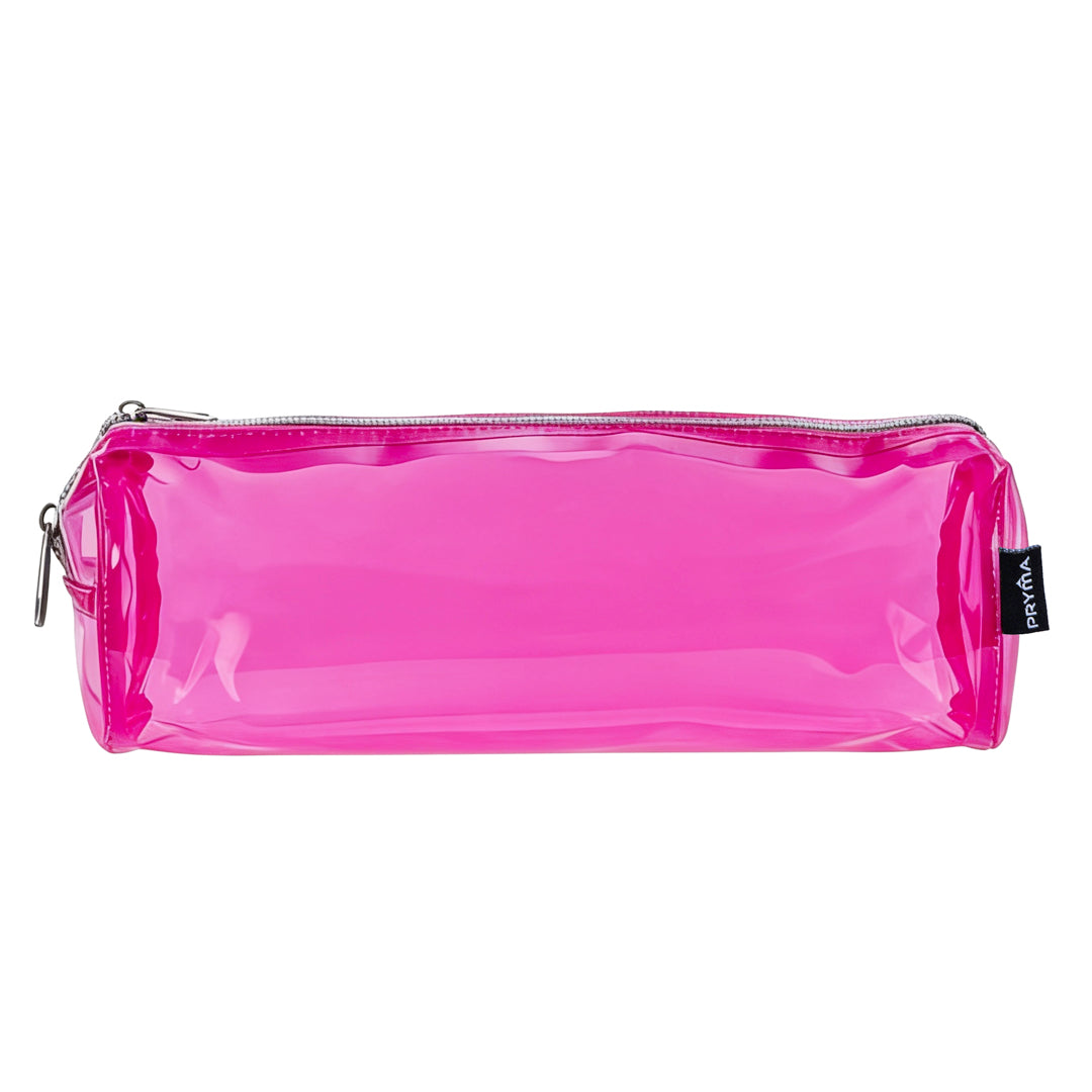 PRYMA Astuccio in PVC Trasparente, 20x4.5x4.5cm Rosa – Portapenne Impermeabile e Resistente con Cerniera, Organizer Mini