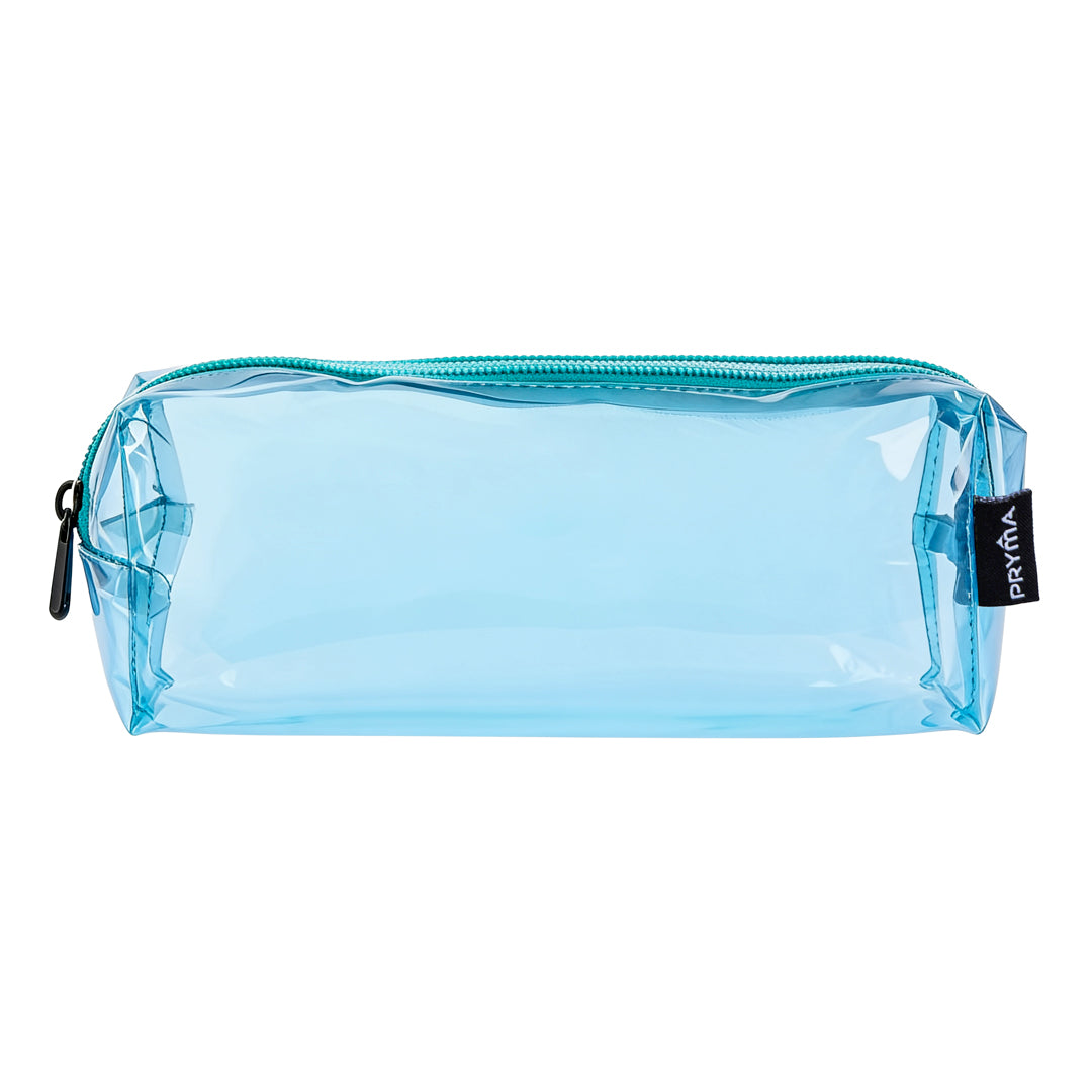 PRYMA Astuccio in PVC Trasparente, 21x5x7cm Blu – Portapenne Impermeabile e Resistente con Cerniera, Organizer Minimalis
