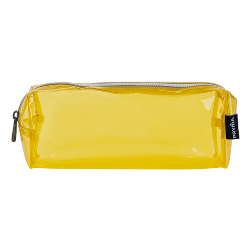 PRYMA Astuccio in PVC Trasparente, 21x5x7cm Giallo – Portapenne Impermeabile e Resistente con Cerniera, Organizer Minima