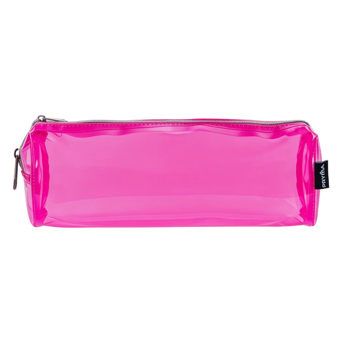 PRYMA Astuccio in PVC Trasparente, 21x5x7cm Rosa – Portapenne Impermeabile e Resistente con Cerniera, Organizer Minimali