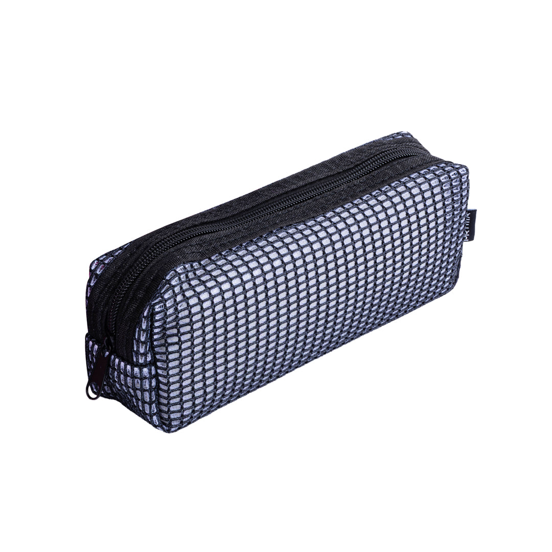 PRYMA Astuccio Slim in Tessuto Mesh Nero, 21x5x7cm – Portapenne a Rete con Cerniera Fluo, Organizer Traspirante e Resist