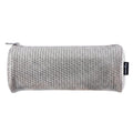 PRYMA Astuccio Cilindrico in Tessuto Mesh Grigio, 22x8cm – Portapenne a Tombolo con Cerniera, Organizer Traspirante e Ca