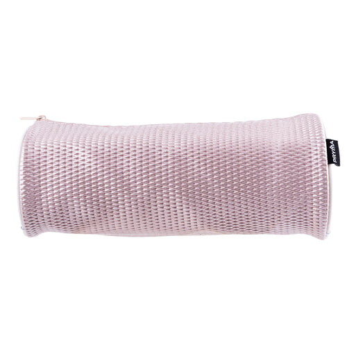 PRYMA Astuccio Cilindrico in Tessuto Mesh Lilla, 22x8cm – Portapenne a Tombolo con Cerniera, Organizer Traspirante e Cap