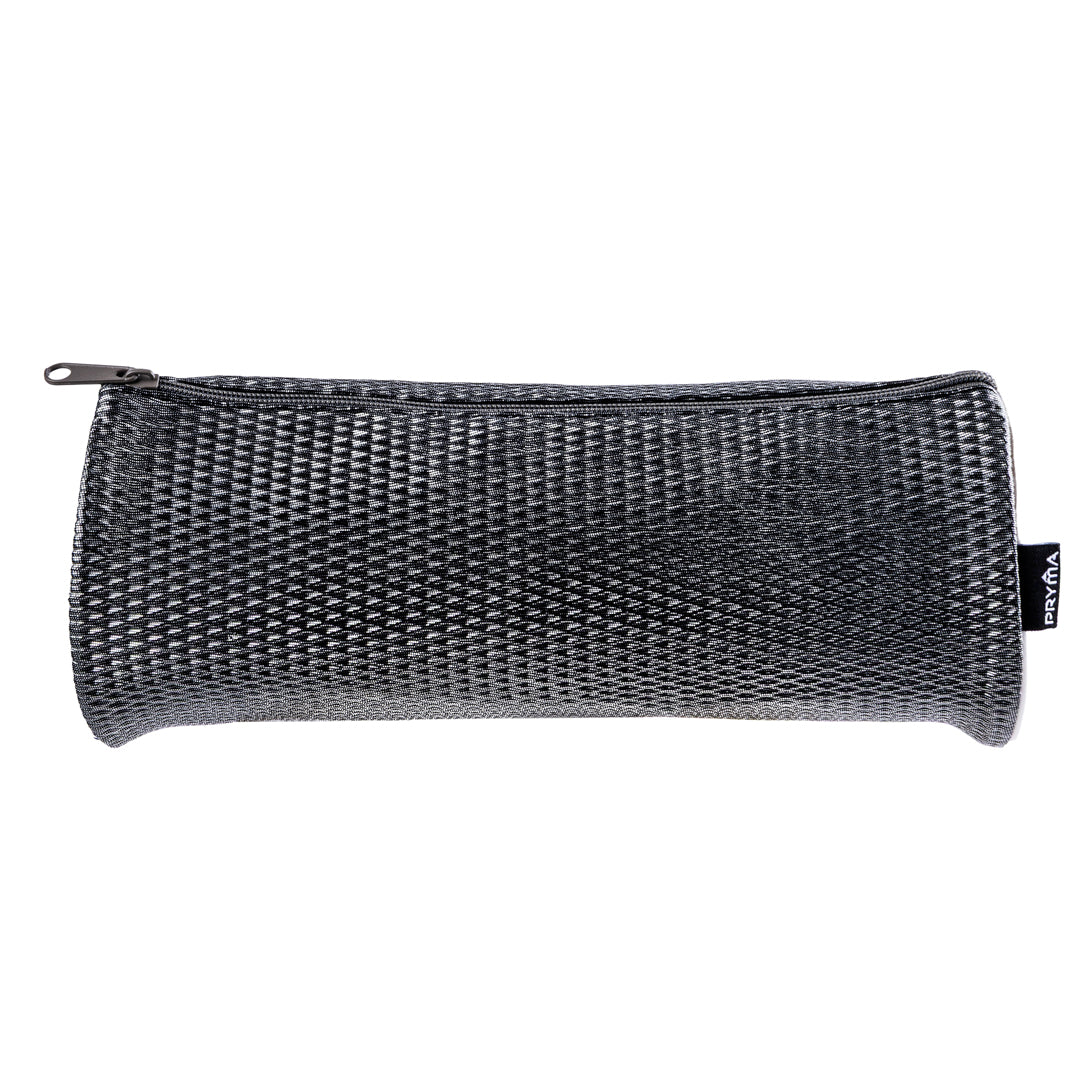 PRYMA Astuccio Cilindrico in Tessuto Mesh Nero, 22x8cm – Portapenne a Tombolo con Cerniera, Organizer Traspirante e Capi