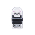 PRYMA Gomma e Rullo Raccoglipelucchi Kawaii Bianco (Panda), 3 x 6 x 1.5 cm – Set Gomma per Cancellare Nero e Bianco con 