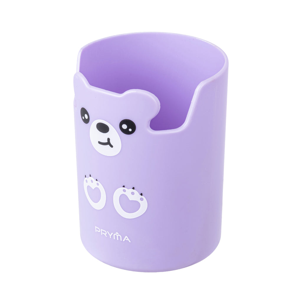 Portapenne da Scrivania Kawaii Viola (Orsetto)