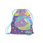 PRYMA Zaino a Sacco Kawaii Viola e Azzurro (Orsetto), 25 x 35 cm – Sacchetta Coulisse Portascarpe e Cambio per Asilo, Sc