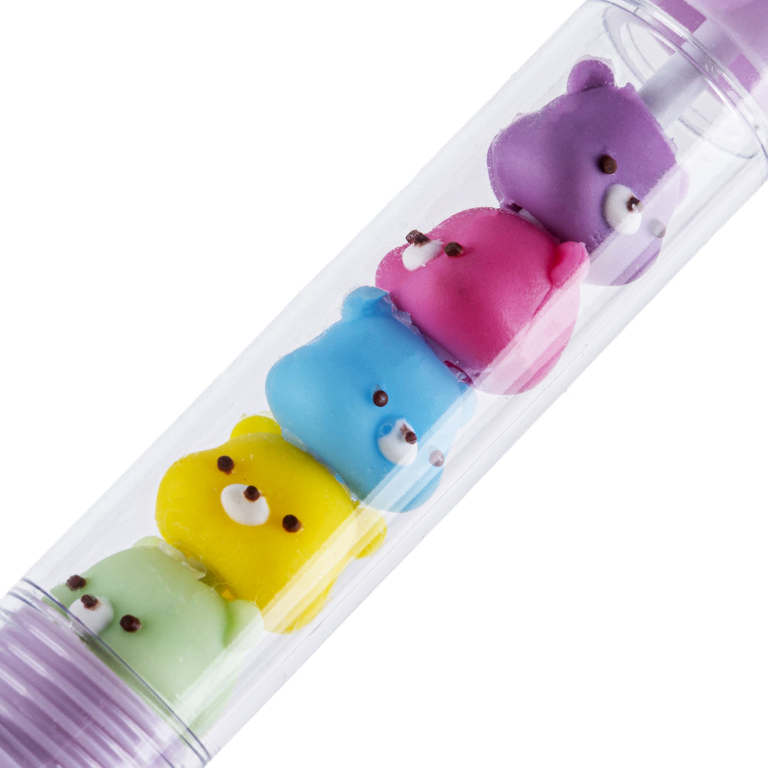 Penna a Sfera Retrattile Lilla con Dettagli Orsetti Multicolore, Punta Media 1.0 mm
