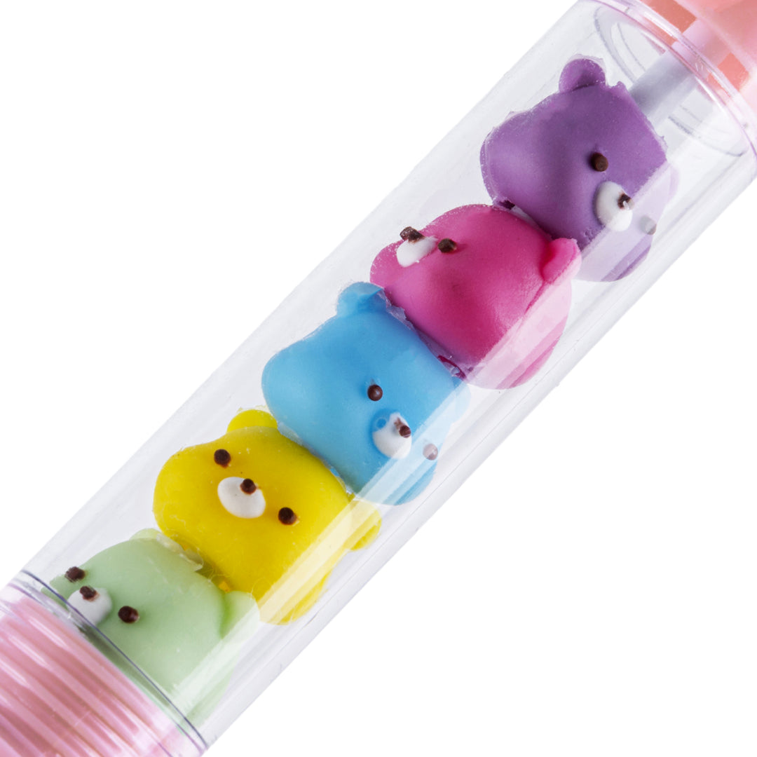 Penna a Sfera Retrattile Rosa Pastello con Dettagli Orsetti Multicolore, Punta Media 1.0 mm