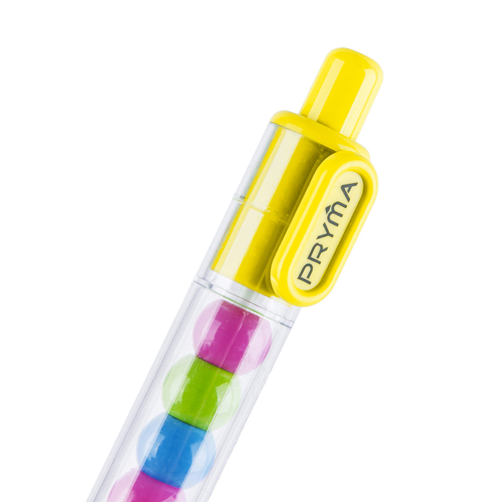 Penna a Sfera Retrattile Giallo Sole con Sfere Multicolore Interni, Punta Media 1.0 mm