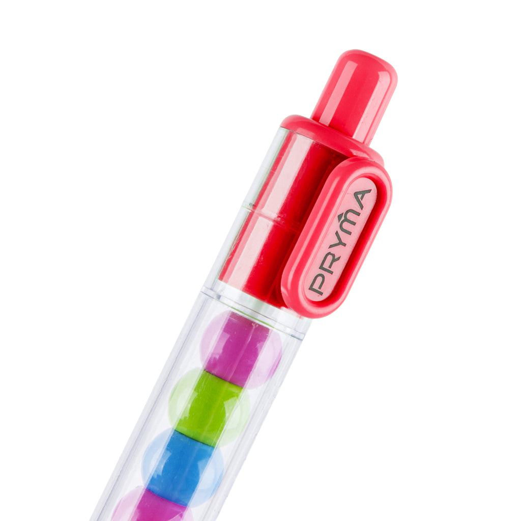 Penna a Sfera Retrattile Rosso Vivace con Sfere Multicolore Interni, Punta Media 1.0 mm