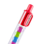Penna a Sfera Retrattile Rosso Vivace con Sfere Multicolore Interni, Punta Media 1.0 mm