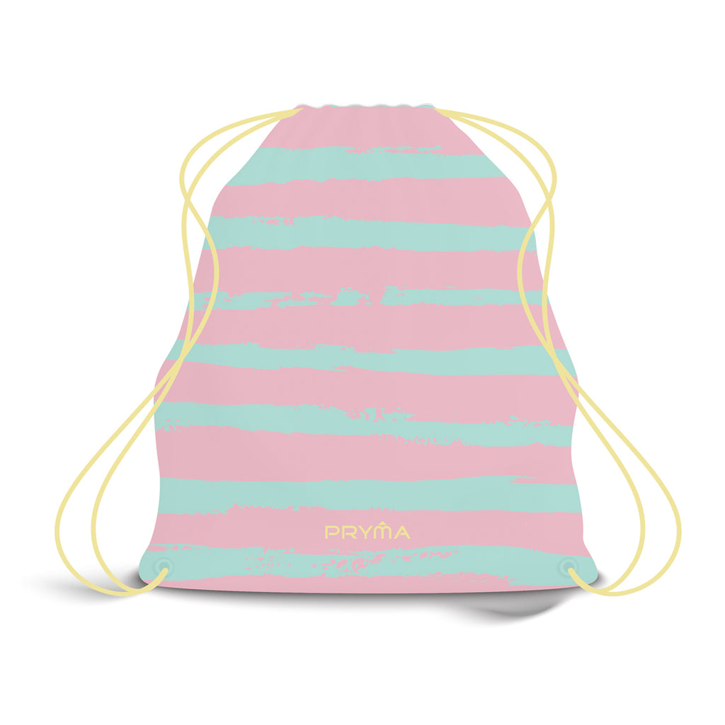 Zaino Sacco con Corde – Righe Orizzontali Rosa
